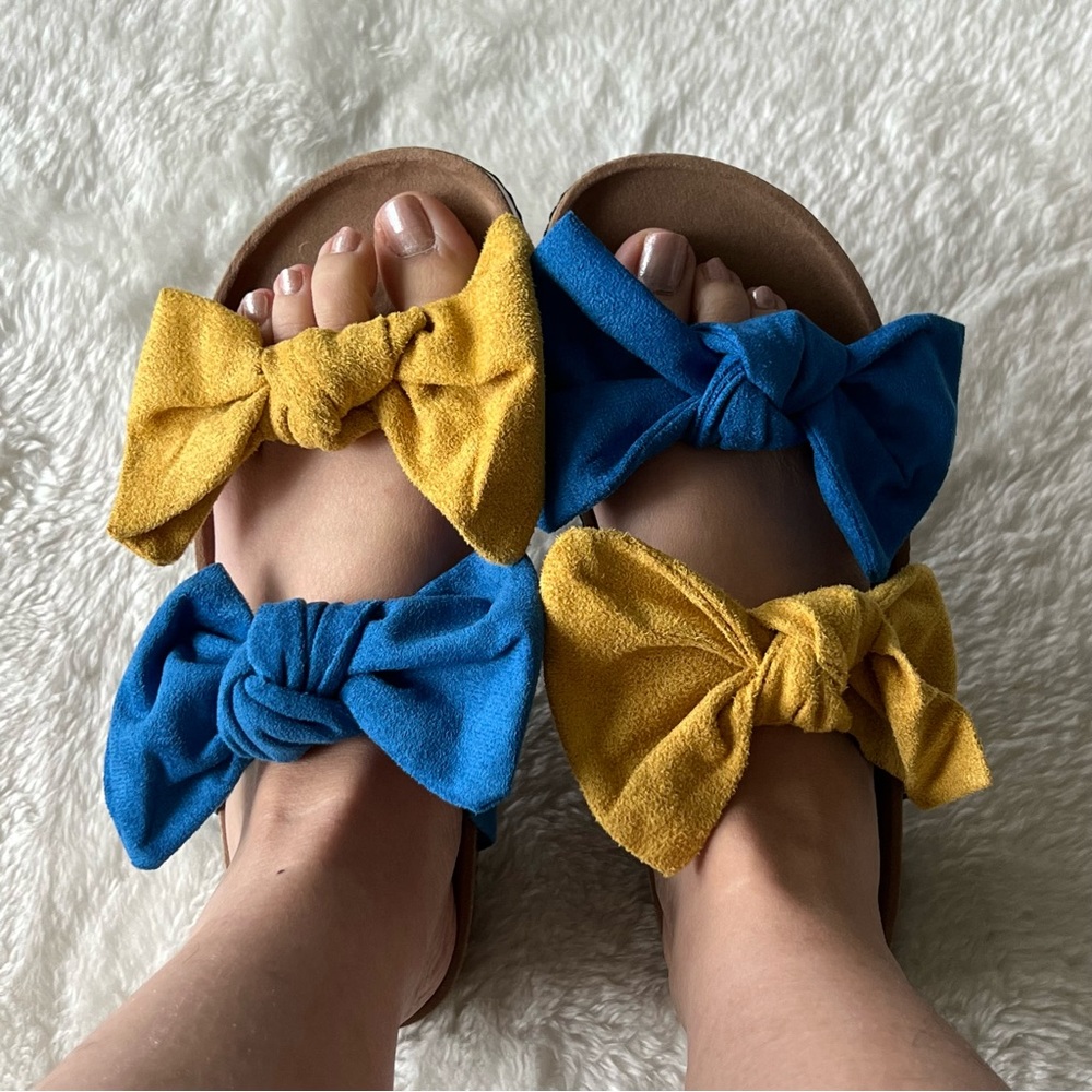 Boutique bow tie color block sandals summer
